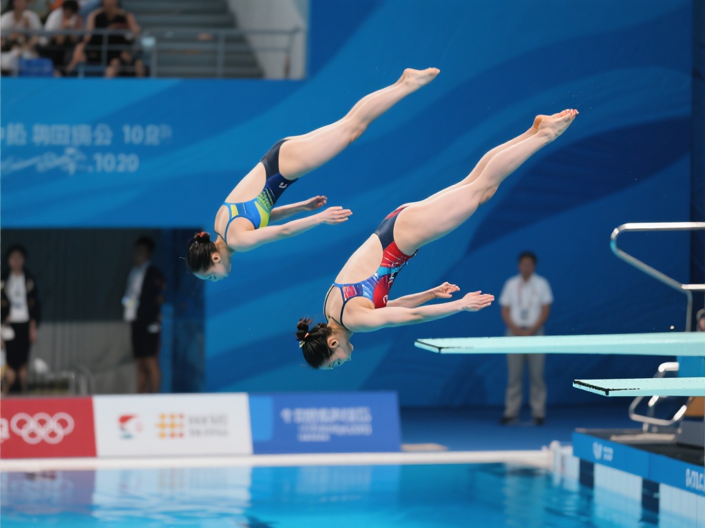 跳水世界杯巅峰对决:女子双人10米跳台争辉 女子双人10米跳台技术难度高,每一个动作